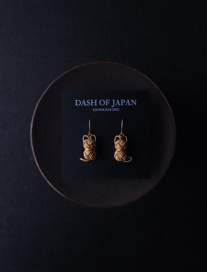 Cat Earrings - Brown Gold