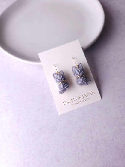 Fluffy Cat Earrings - Gray