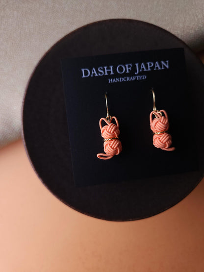 Cat Earrings  - Apricot Orange
