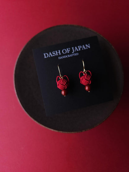 Cat Head  Earrings - Dark Red