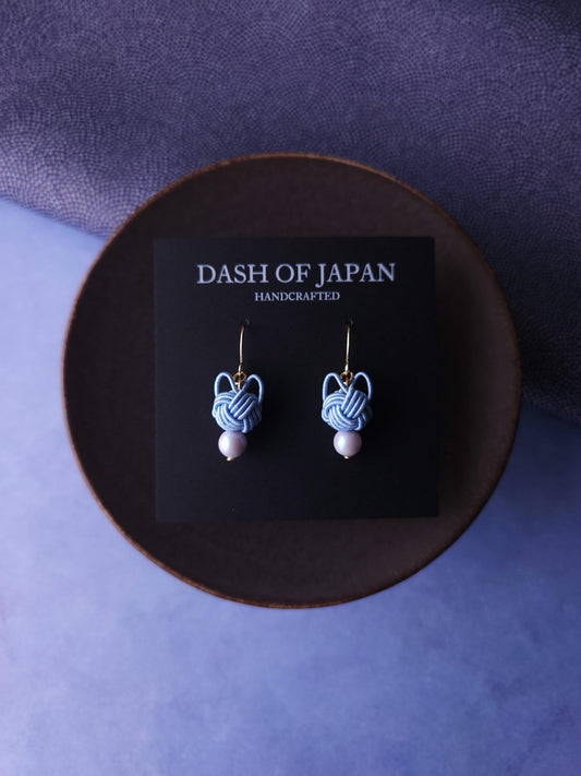 Cat Head Earrings - Light Blue
