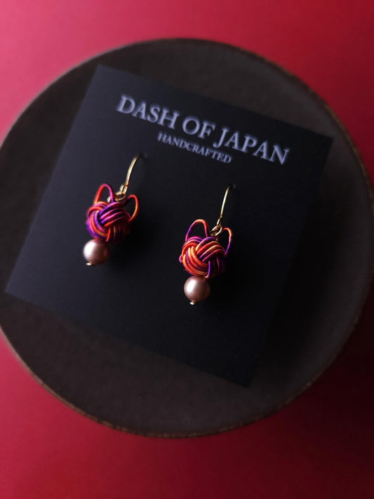 Cat Head Earring - Purple Orange