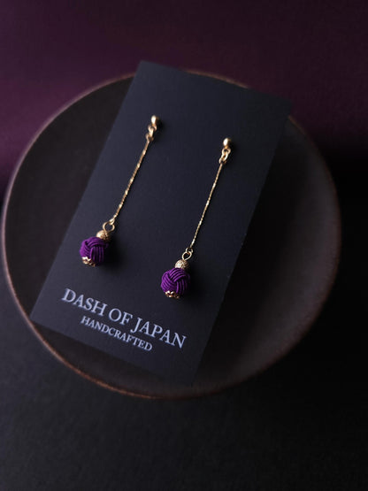 Long Drop Earrings - Purple