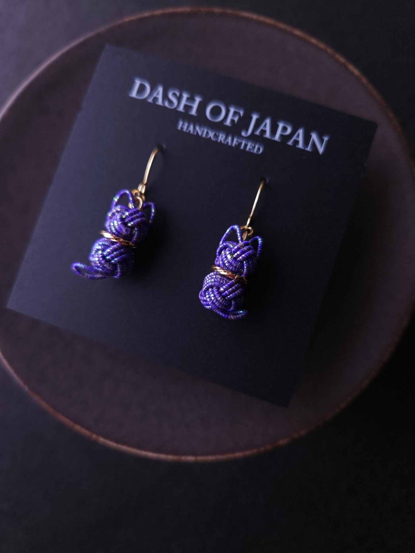 Cat Earrings- Blue with Gold Dust