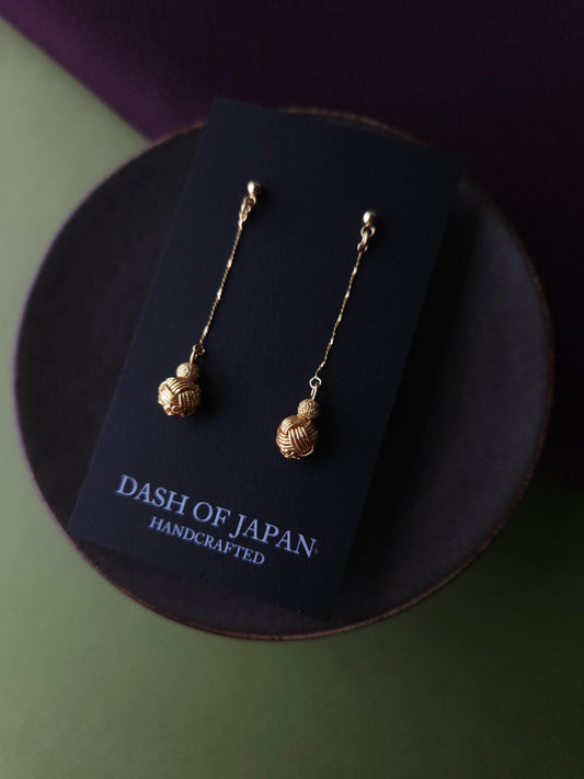 Long Drop Earrings - Metallic Gold