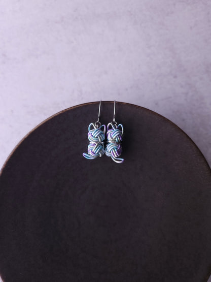 Cat Earrings - Hydrangea Blue