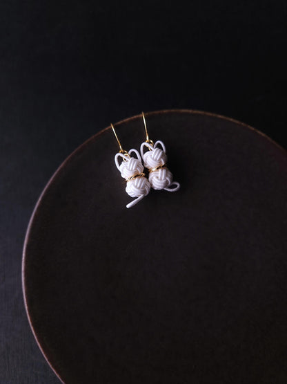 Cat Earrings - White