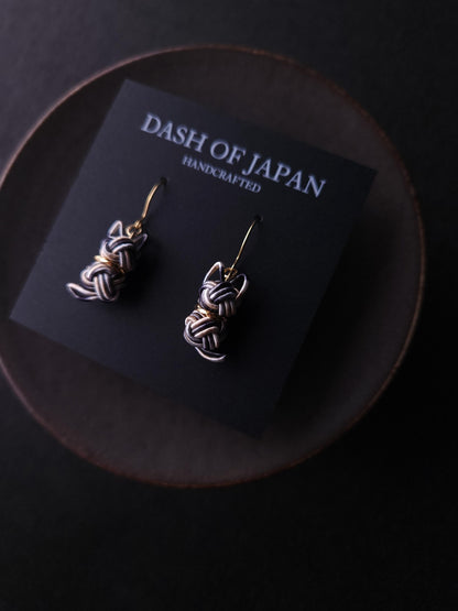 Cat  Earrings- Black and White Bicolor