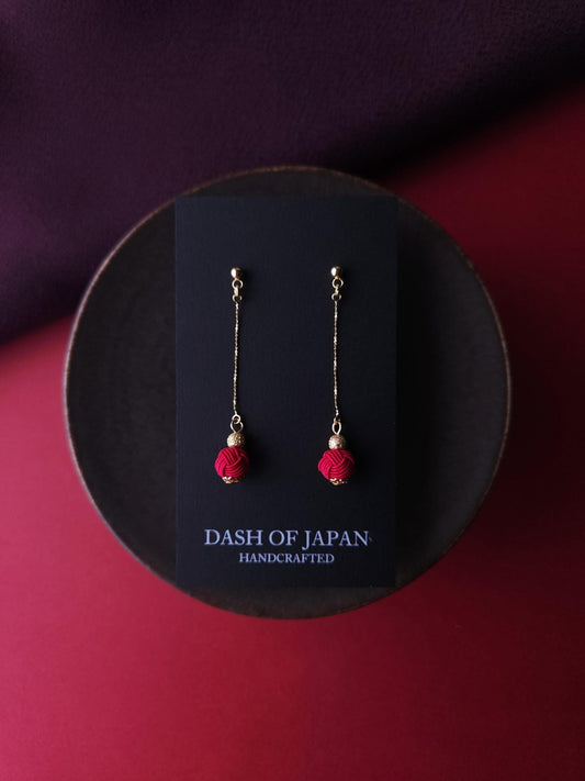 Long Drop Earrings - Deep Red