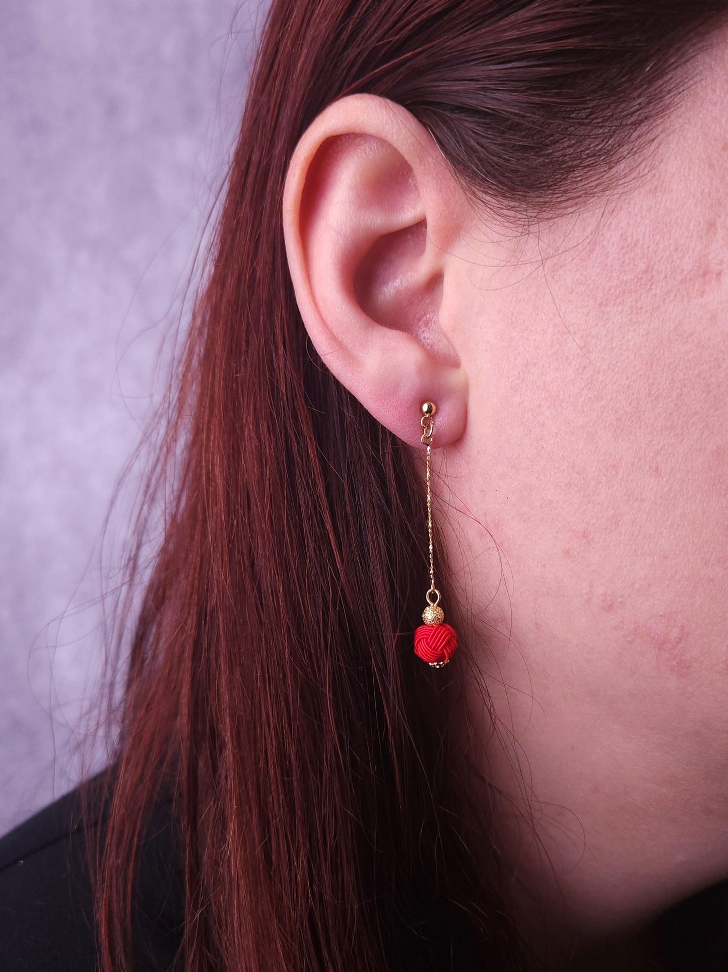 Long Drop Earrings - Purple