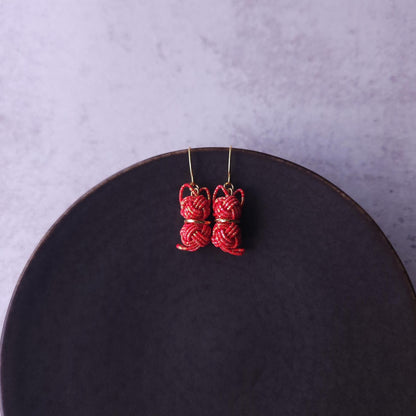 Cat Earrings - Red with Gold Dust