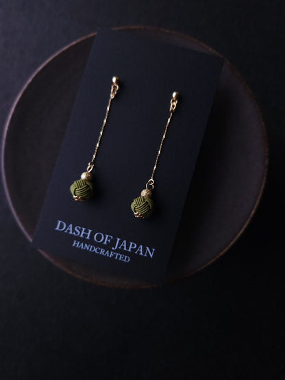 Long Drop Earrings - Matcha Green