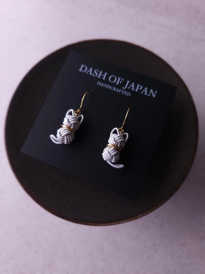 Cat Earrings  - White x Silver