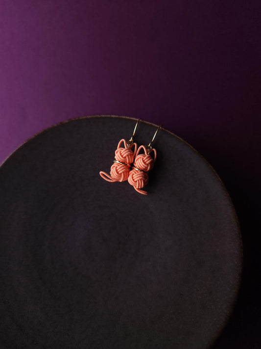 Cat Earrings  - Apricot Orange