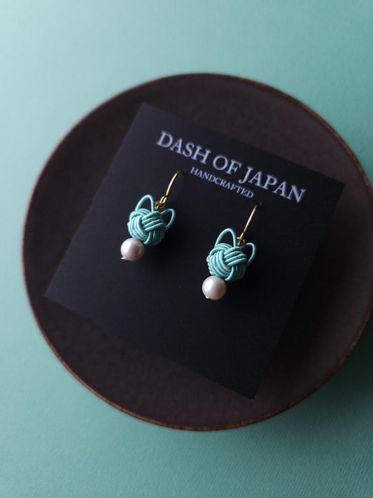 Cat Head Earrings - Seafoam Green