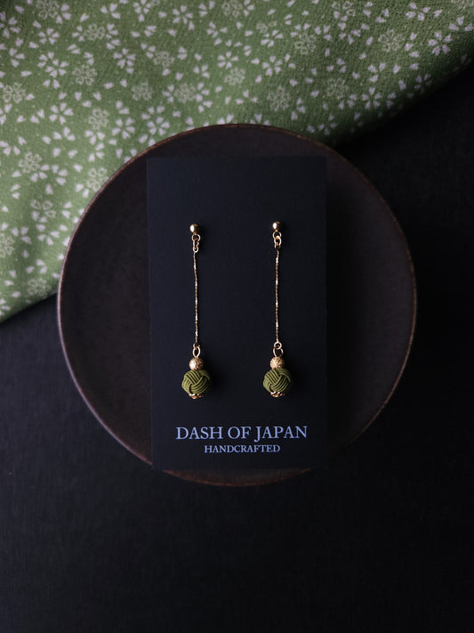 Long Drop Earrings - Matcha Green