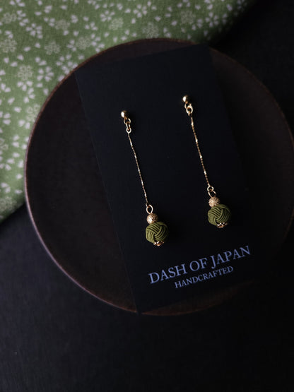 Long Drop Earrings - Matcha Green