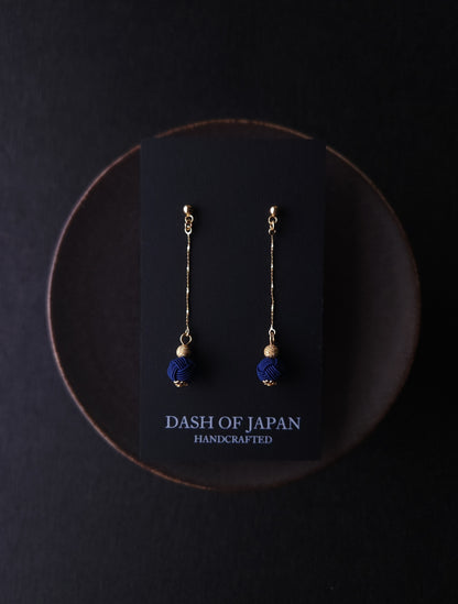 Long Drop Earrings - Dark Blue