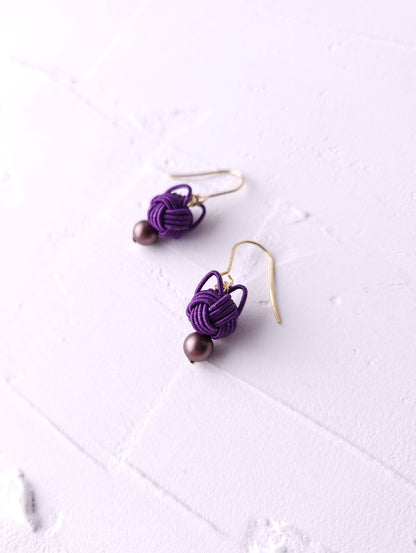 Cat Head Earrings - Eggplant Purple