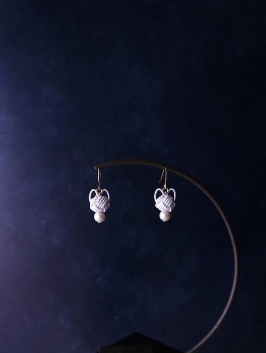 Cat Head Earrings - Icy White