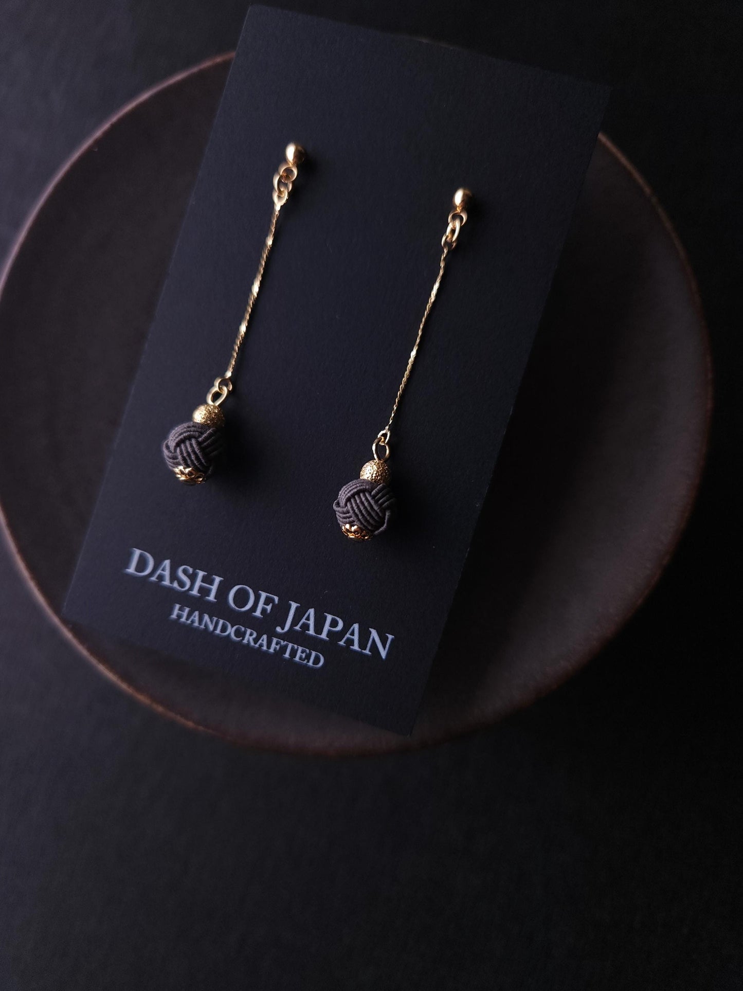 Long Drop Earrings - Charcoal Gray
