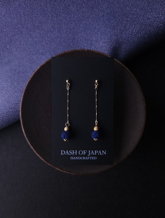 Long Drop Earrings - Dark Blue