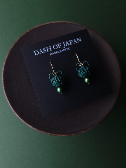 Cat Head Earrings - Deep Green