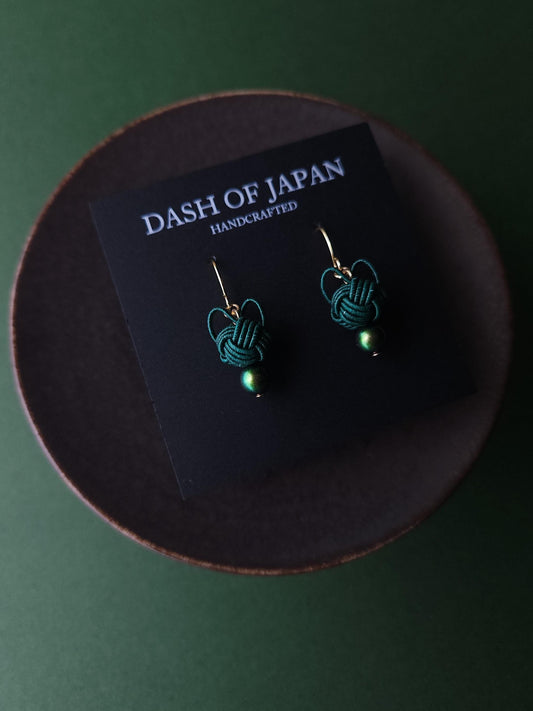 Cat Head Earrings - Deep Green