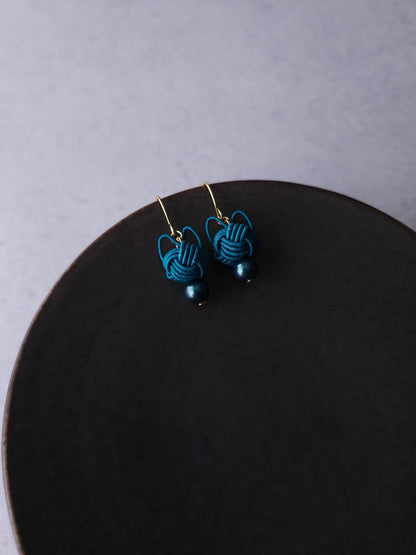 Cat Head Earrings - Peacock Green