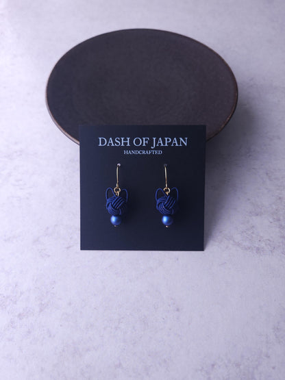 Cat Head Earrings - Navy Blue