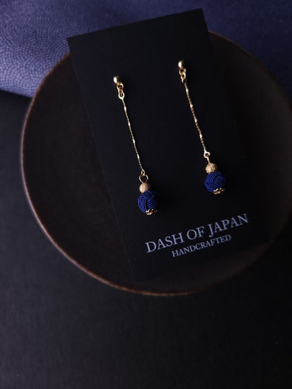 Long Drop Earrings - Dark Blue