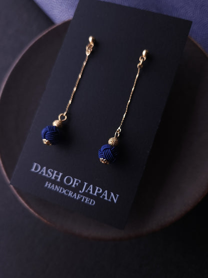 Long Drop Earrings - Dark Blue
