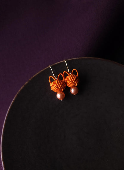 Cat Head Earrings - Orange