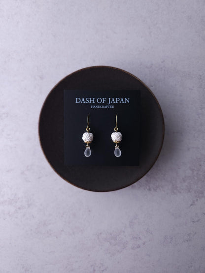 Simple Drop Earrings - White