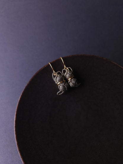 Cat Earrings  - Black Gold