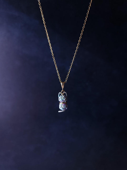 Cat Necklace - Hydrangea Blue