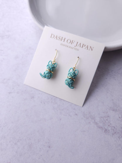 Cat Earrings  - Turquoise Blue x Gold