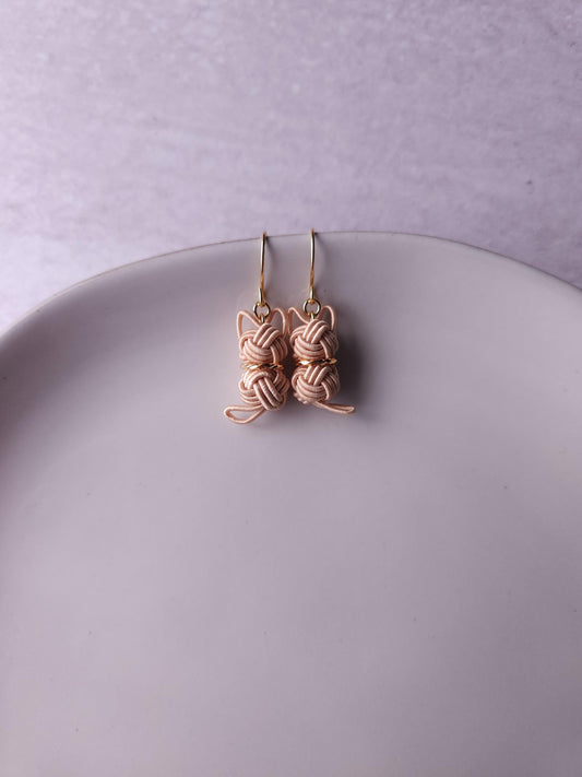 Cat Earrings  - Beige