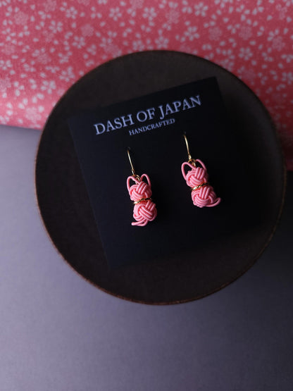 Cat Earrings - Coral Pink