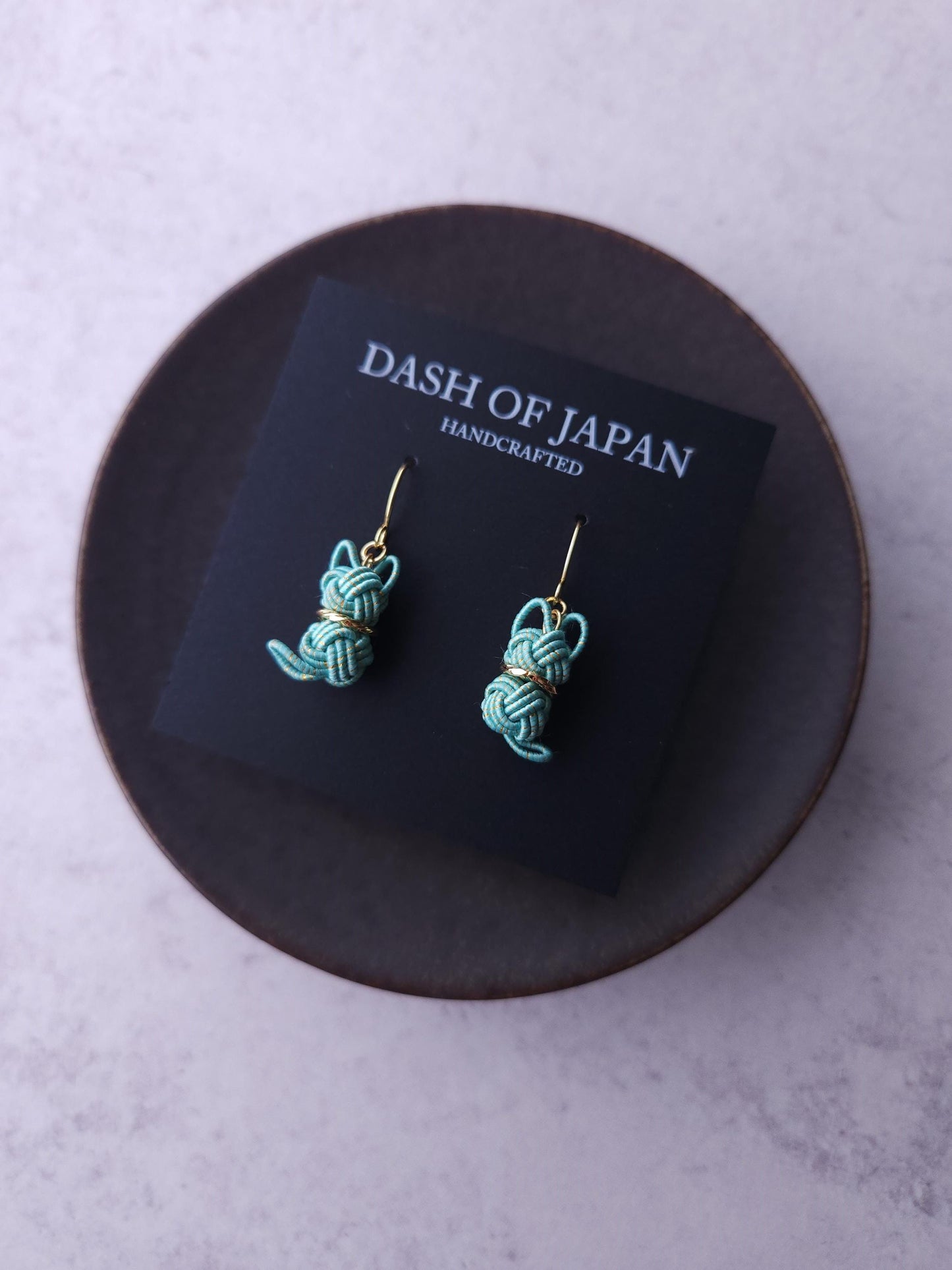 Cat Earrings  - Turquoise Blue x Gold
