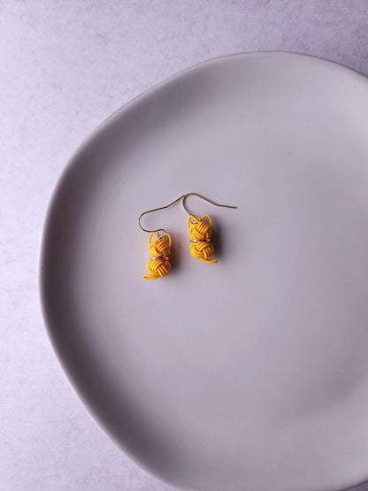 Cat Earrings  - Mimosa yellow