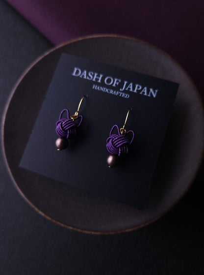 Cat Head Earrings - Eggplant Purple