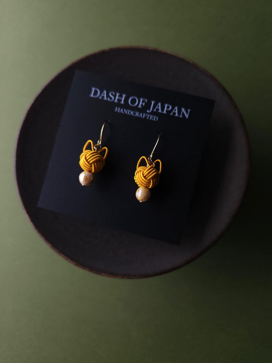 Cat Head Earrings - Yellow