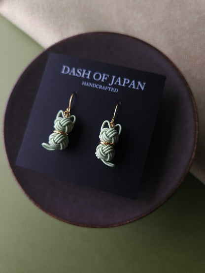 Cat Earrings  - Light Green