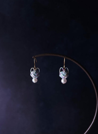 Cat Head Earrings - Hydrangea Blue