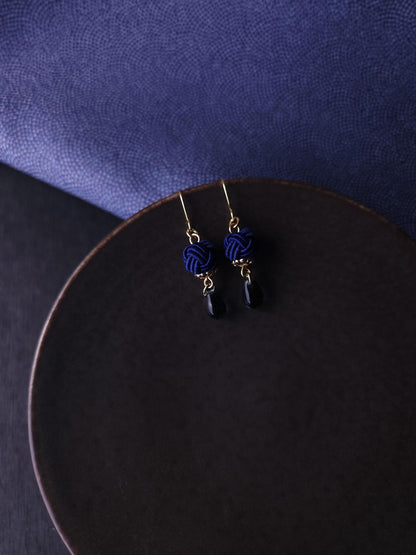 Simple Drop Earrings - Navy Blue
