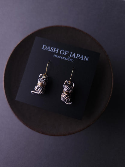 Cat  Earrings- Black and White Bicolor