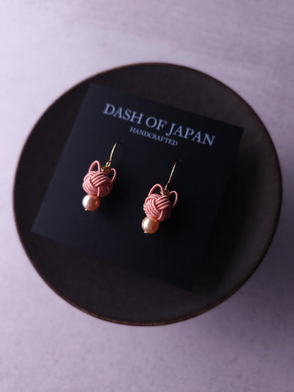 Cat Head Earrings  - Coral Pink
