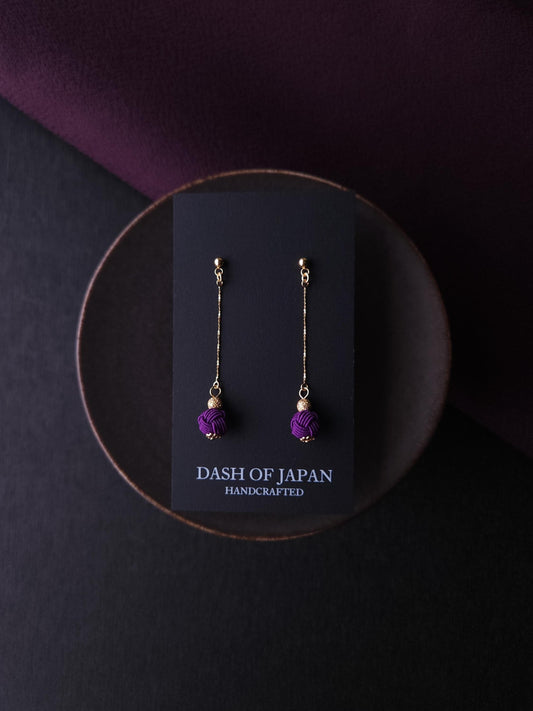 Long Drop Earrings - Purple