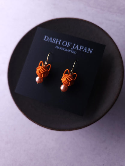 Cat Head Earrings - Orange